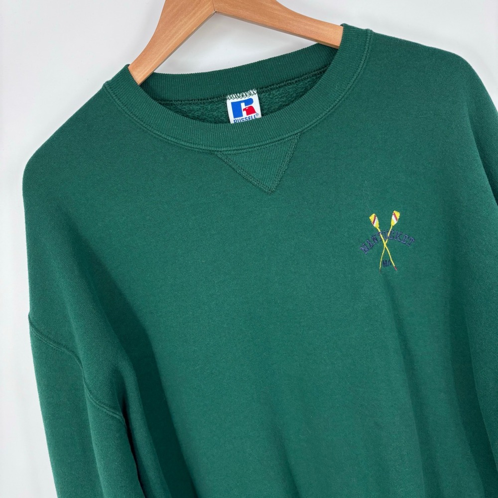 Vintage 90s Nantucket Oars Russell Athletic Sweatshirt Mens XL Green USA Preppy